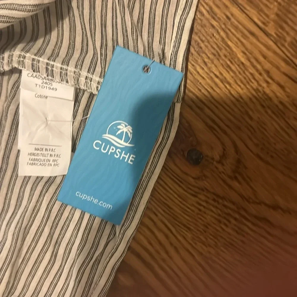 Black & White Pinstripe Smocked Waist Mini Dress - Picture 4 of 4